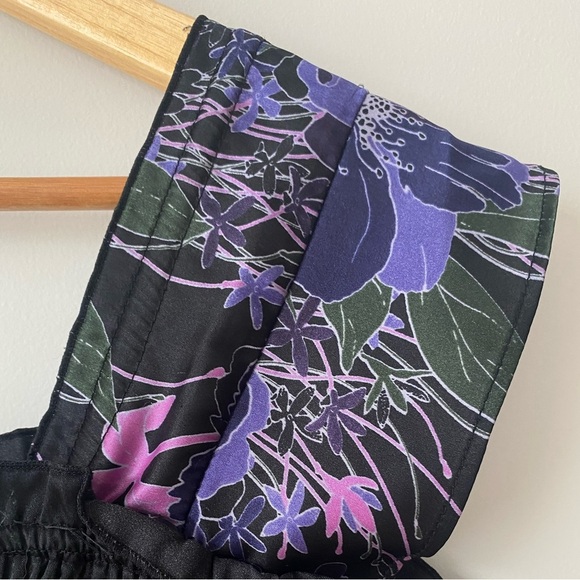 Portmans Black & Purple Butterfly Sleeves Shirring Bust Tank Size 10 - Picture 4 of 13